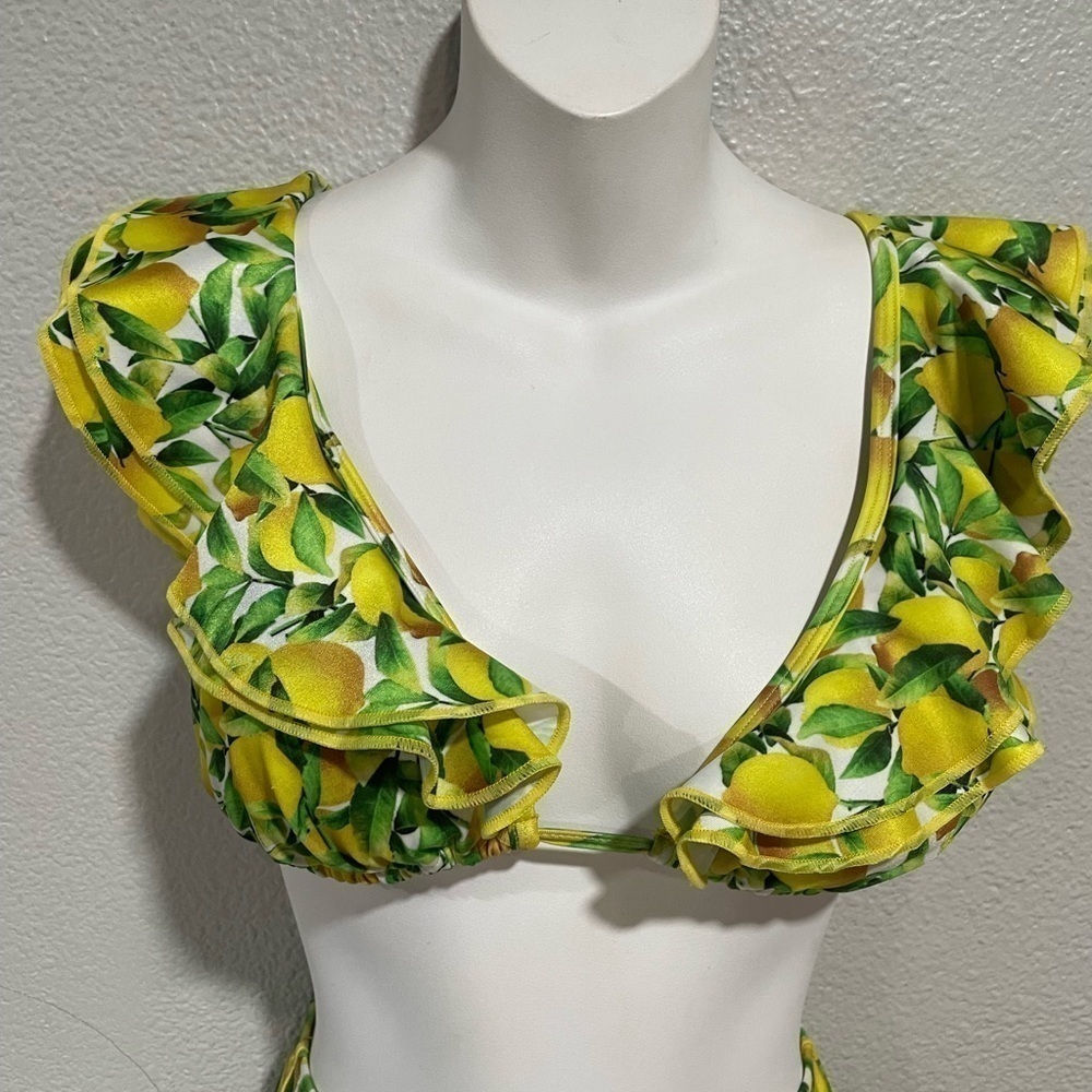 Lina Medina Vintage Lemon Print Ruffled Bikini Set Size Medium — image 2 of 8